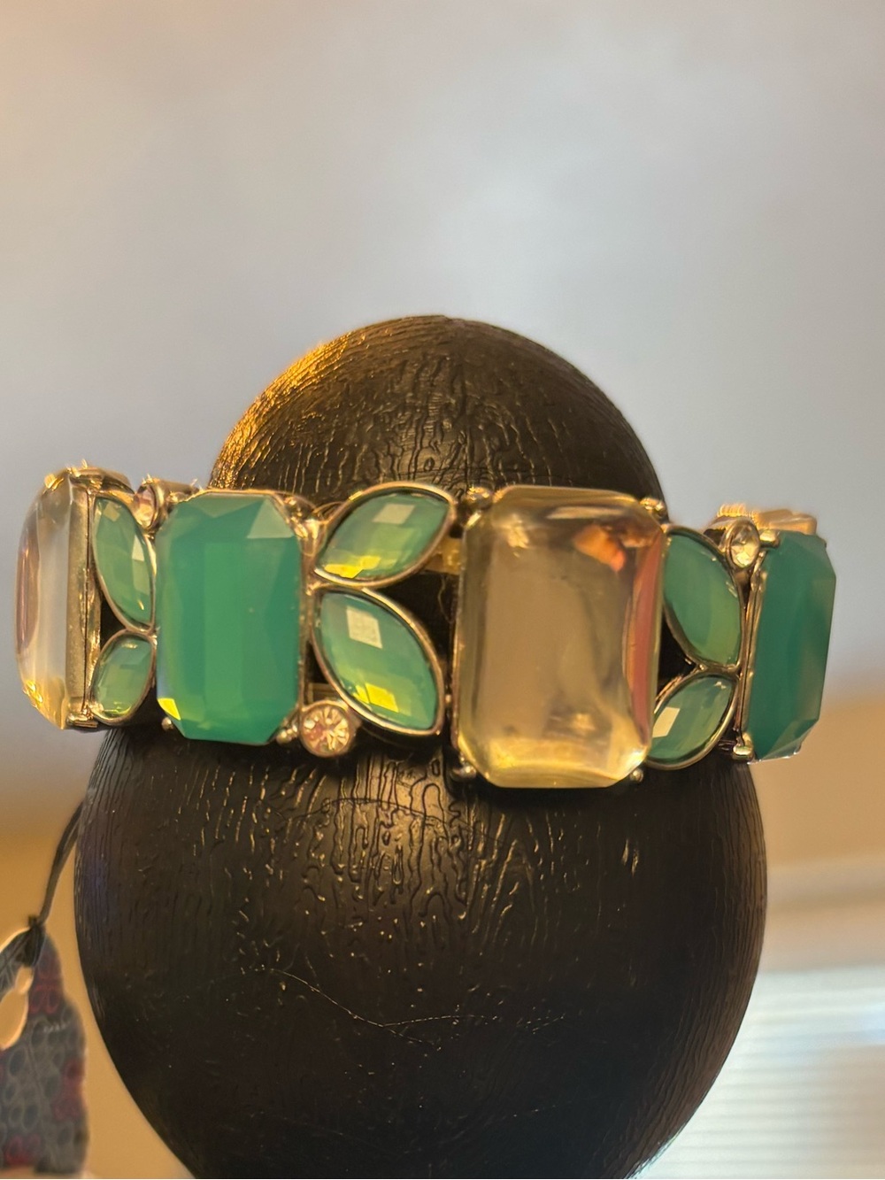 Green Gemstone Statement Bracelet - Women Jewelry
